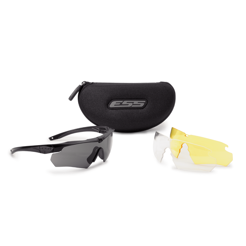 ESS® - CROSSBOW BLACK W/ CLEAR, SMOKE GRAY, HI-DEF YELLOW- Taktikai Védőszemüveg (Black)