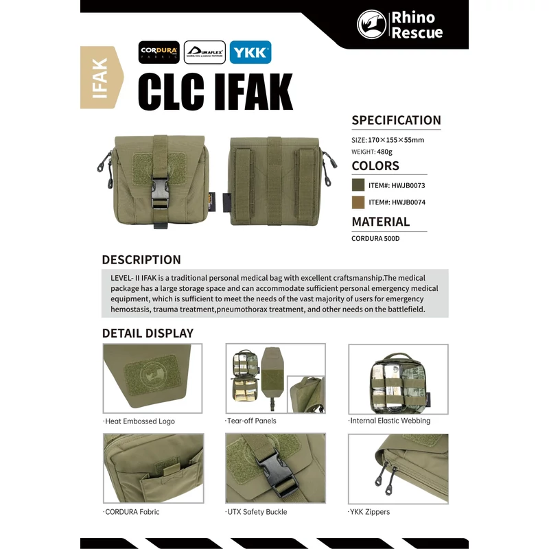 RHINO® Rescue - CLC IFAK LEVEL-II FIRST AID KIT (Coyote)