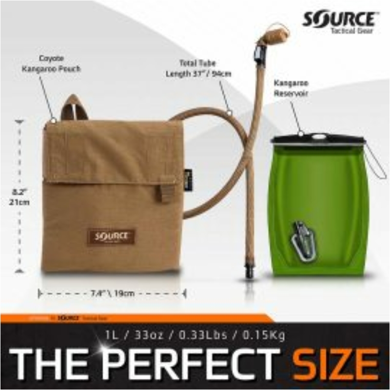 Source™ Kangaroo 1L Collapsible Canteen with Pouch (Black)