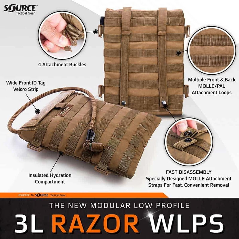 Source™ Razor | Low Profile MOLLE Hydration Pouch | 3L (Coyote)