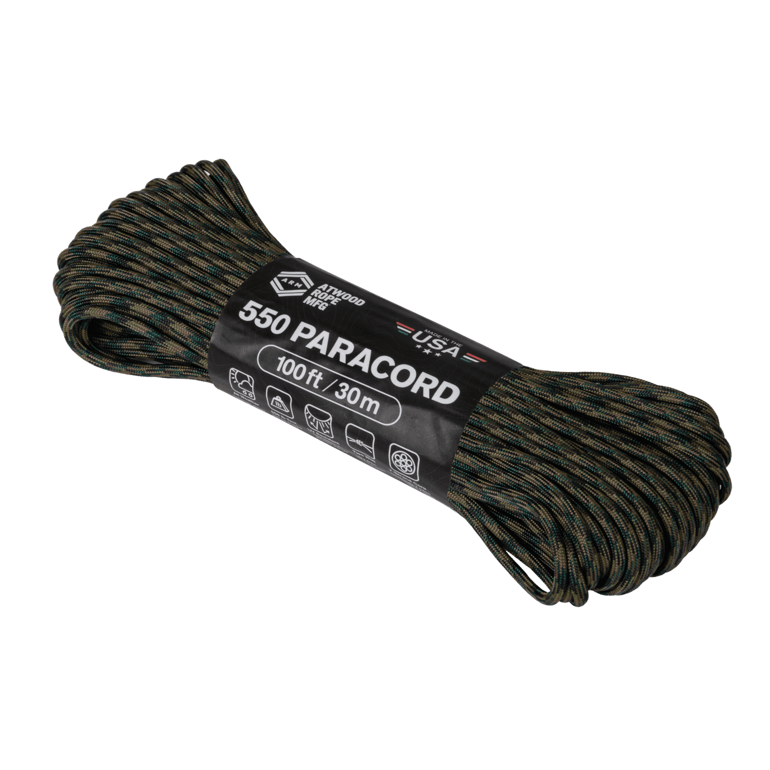 Atwood Rope -  550 PARACORD 4 MM 30M - Paracord Kötél (US Woodland)